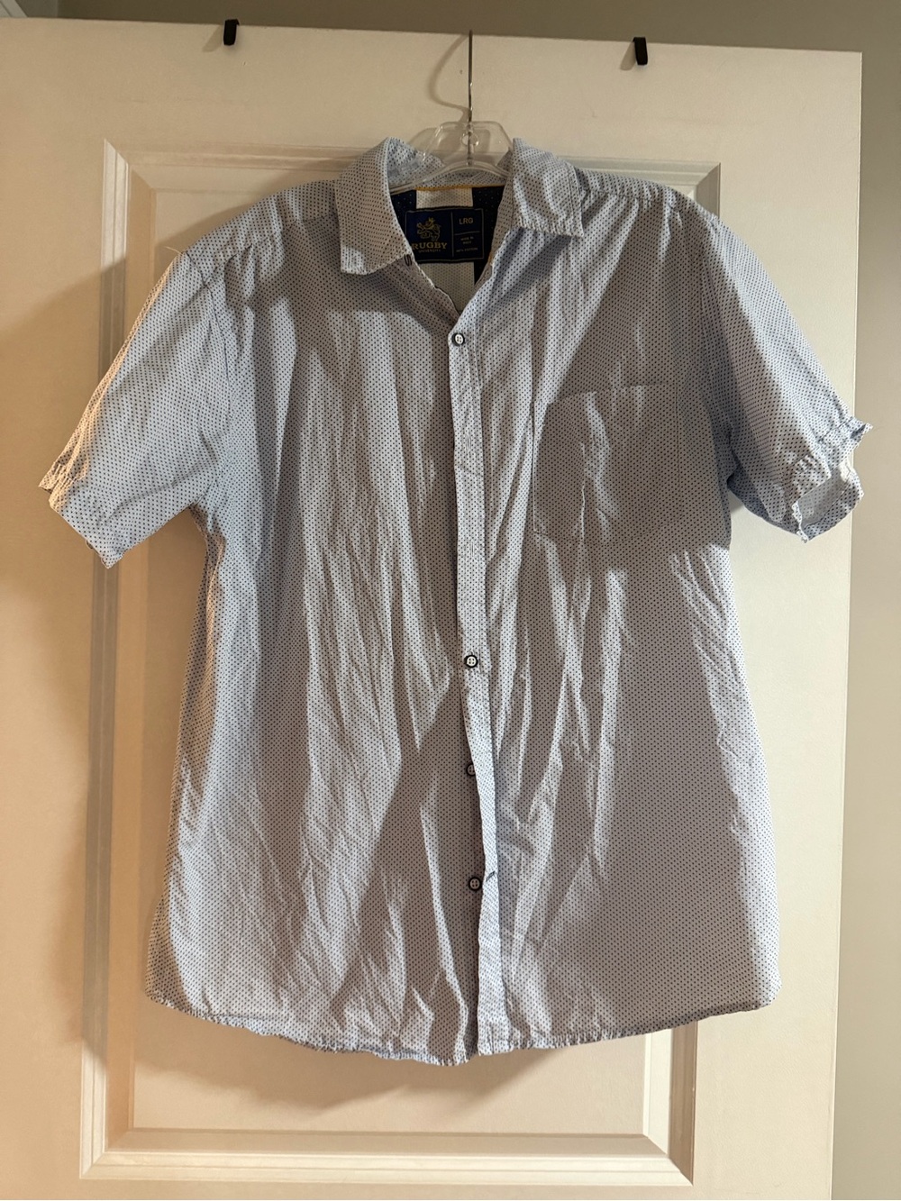 Casual Light Blue Short-Sleeve Button-Down Shirt